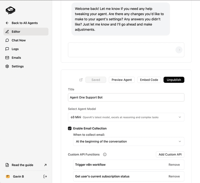 Build Custom AI Agents - Agent One